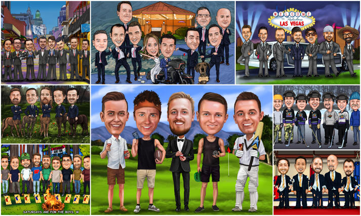 Groomsmen-Karikatur large example