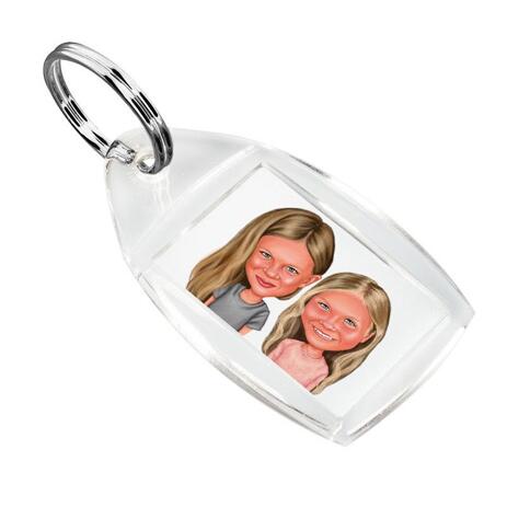 BFF Kid Caricature Printed on Keyrings - example