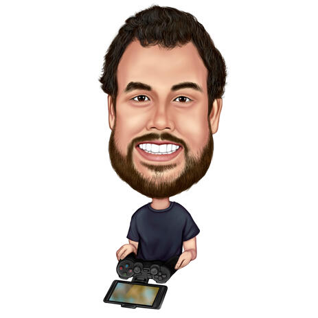 Person Tech Tester Caricature in Exaggerated Style on White Background - example