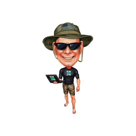 Funny Computer Worker Portrait Caricature Gift in Colored Style from Photos - example