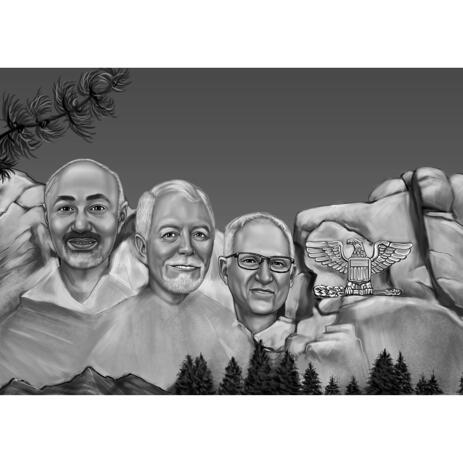 Mount Rushmore Caricature Drawing from Photos - example