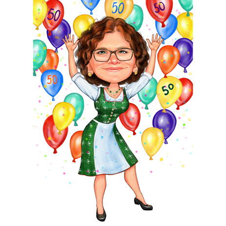 Custom Birthday Gift Caricature for Dear Mom in Colored Style from Photos - example