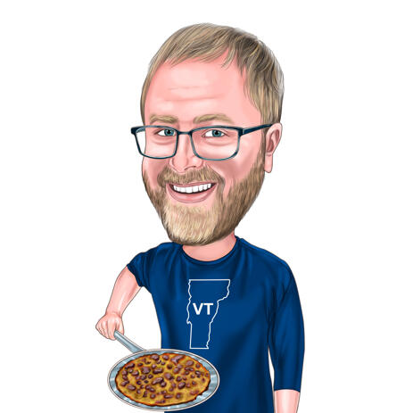 Pizza Baker Chef Cartoon Caricature in Colored Style from Photos - example