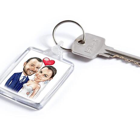 Wedding Caricature on Keyring - example