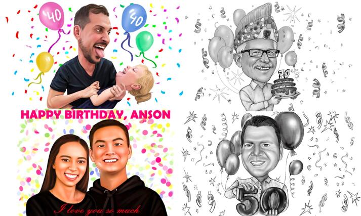 Dad's Birthday Caricature large example