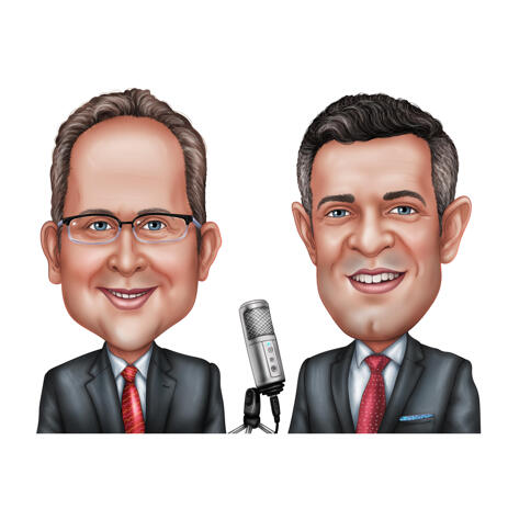 Podcast Host Caricature in Colored Style from Photos - example