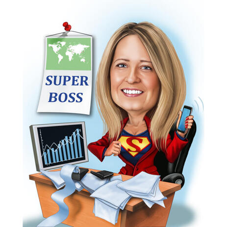 Best Manager Award - Head and Shoulders Caricature in Color Style with Custom Background - example