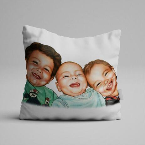 Brothers Caricature from Photos as Pillow - example