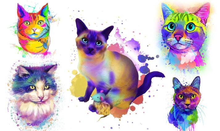 Watercolor Cat Portrait large example