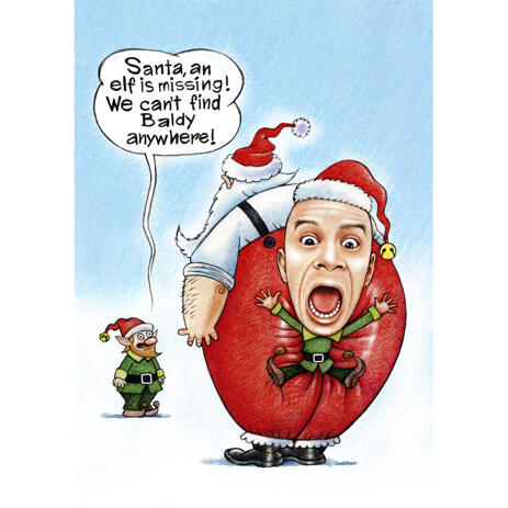 Funny Christmas Caricature On Santa Claus Butt