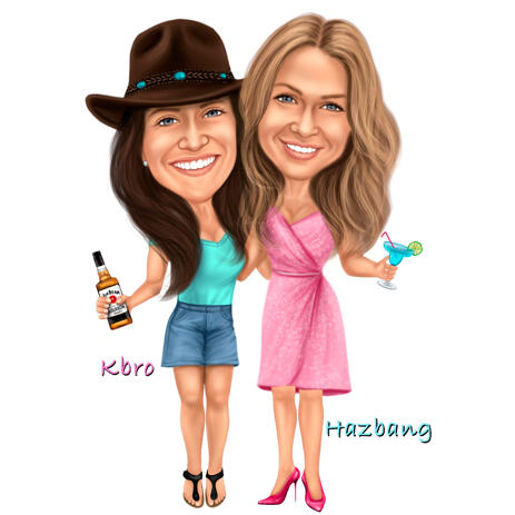 Two Ladies Full Body Caricature from Photos - example
