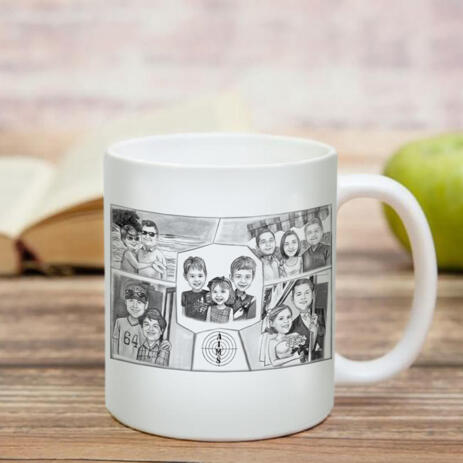 Family Collage Caricature as Mug - example