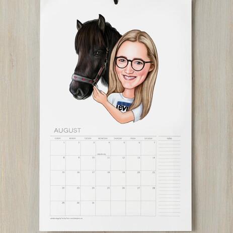 Girl and Horse Caricature Printed as Calendar - example