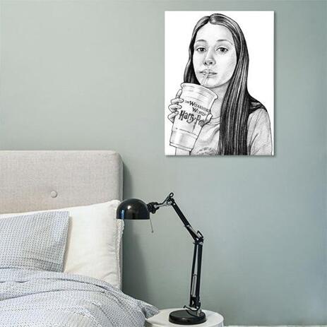 Teen Cari cature from Photos as Canvas - example