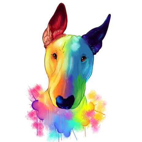 Custom Watercolor Bull Terrier Portrait from Photos - example