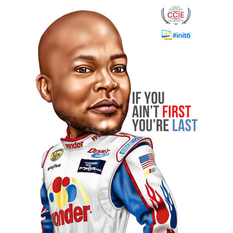 Rally Competition Winner Person Portrait Caricature from Photos for Custom Gift - example