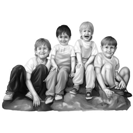 Caricatura família 03 pessoas em preto e branco rostos no Elo7 | Nando  Caricaturas (10762EB)