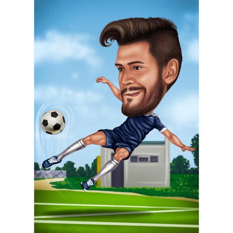Customized Man Soccer Player Caricature from Photo - Perfect Personalized Gift - example