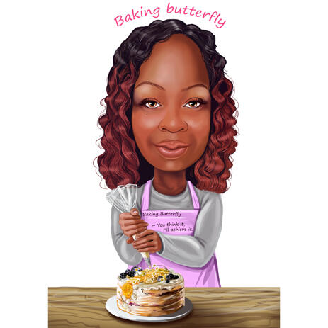 Baker Cartoon Portrait Caricature for Sweets Shop Bakery Logo Design in Color Style from Photos - example