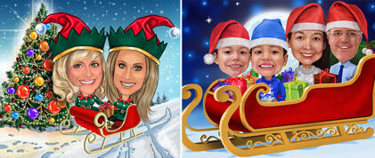 Santa Sleigh Caricature