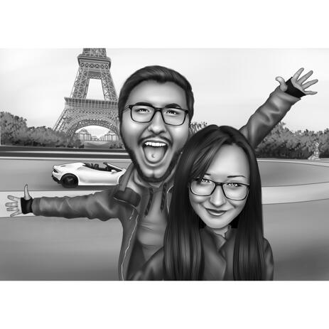 Happy Friends Caricature Cartoon Portrait from Photos with Custom Background - example