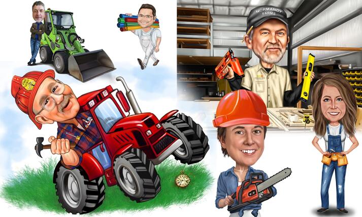 Handyman Worker Caricature large example