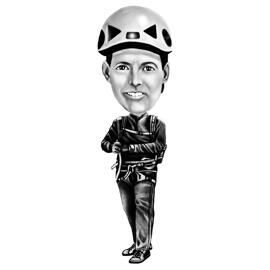 Caricature de personne grimpeur personnalisé à partir de la photo dans un style noir et blanc