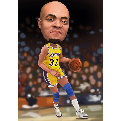 Basketball Caricature with Colored Background - example