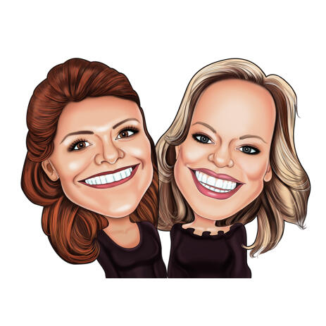 Sisters Caricature in Exaggerated Style from Photos - example