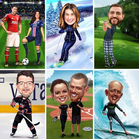 Kogu keha sportlik karikatuur värvilise stiiliga taustaga - example