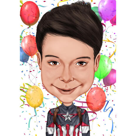 Custom Birthday Boy Caricature from Photos in Colored Style - example