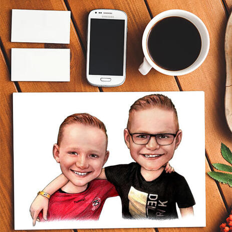 Friends Kids Caricature on Poster - example