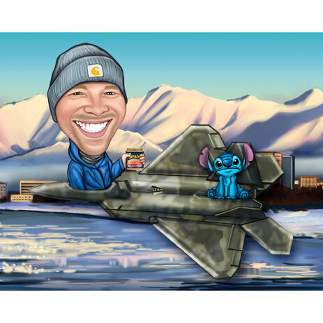 High Exaggerated Male Caricature on Arctic Background for Custom Military Gift - example
