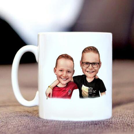 Friends Kids Caricature on Mug - example