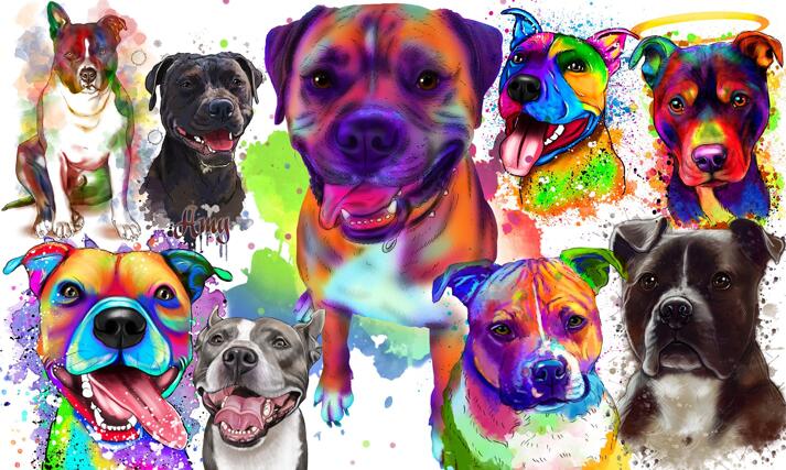Staffordshire Bull Terrier Caricature large example