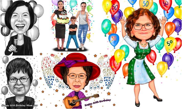 Mom Birthday Caricature large example