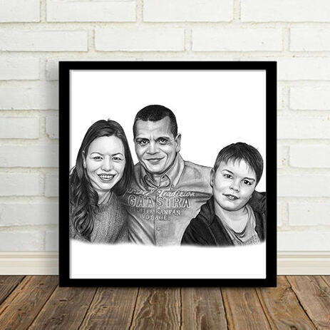 Parents with Kid Portrait from Photos as Printed Poster - example