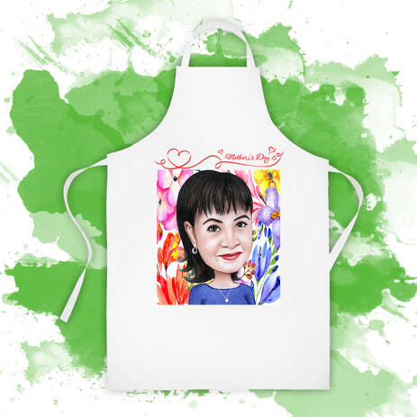 Custom Apron Print: Pencils Cartoon Drawing from Photo on Mother's Day - example