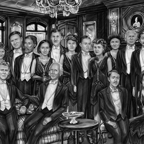 Group Portrait from Photos in Black and White Style - example