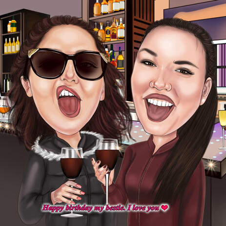Two Persons Friends Caricature from Photos - example