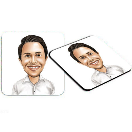 Caricature for Business Owners on Photo coasters - example