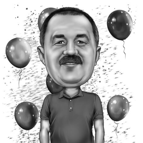 Custom Birthday Male Caricature from Photos for Dad Gift - example