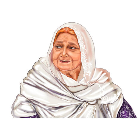 Grandmother Portrait Drawing Painting from Photos - example