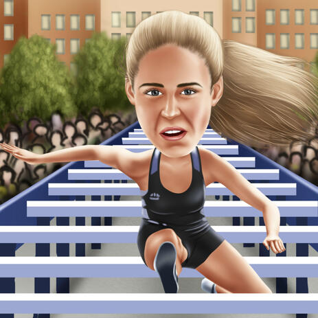 Hordelopen karikatuur van foto's met gekleurde achtergrond - example