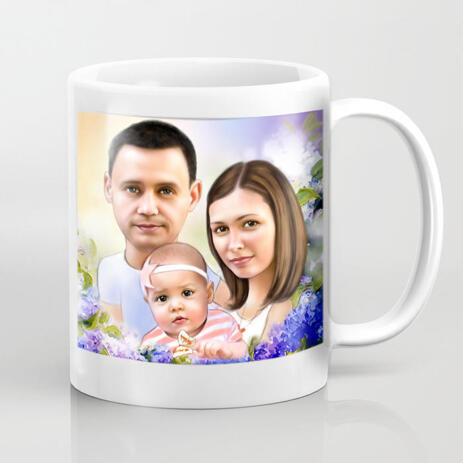 Family Caricature on Coffee Mug - example