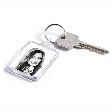 Bride Caricature from Photos on Keyrings - example