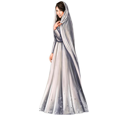 Elegant Indian Female Caricature in Full Body Color Style from Photos - example