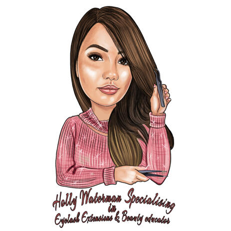 Lash and Brow Master Caricature in Colored Style from Photos - example