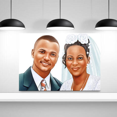 Just Married Caricature Printed as Canvas - example