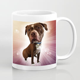 Regalo tazza personalizzato - Caricatura di cane disegnata a mano da foto con sfondo colorato